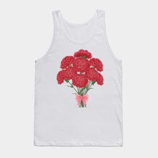 Carnation Bouquet Pink Ribbon Tank Top